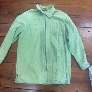 Vintage Green Corduroy Zip-Up Shirt